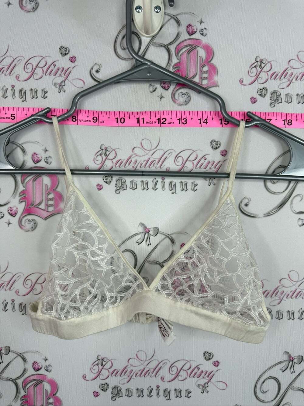 FLEUR bra Sheer Lace Triangle Bralette - Cream